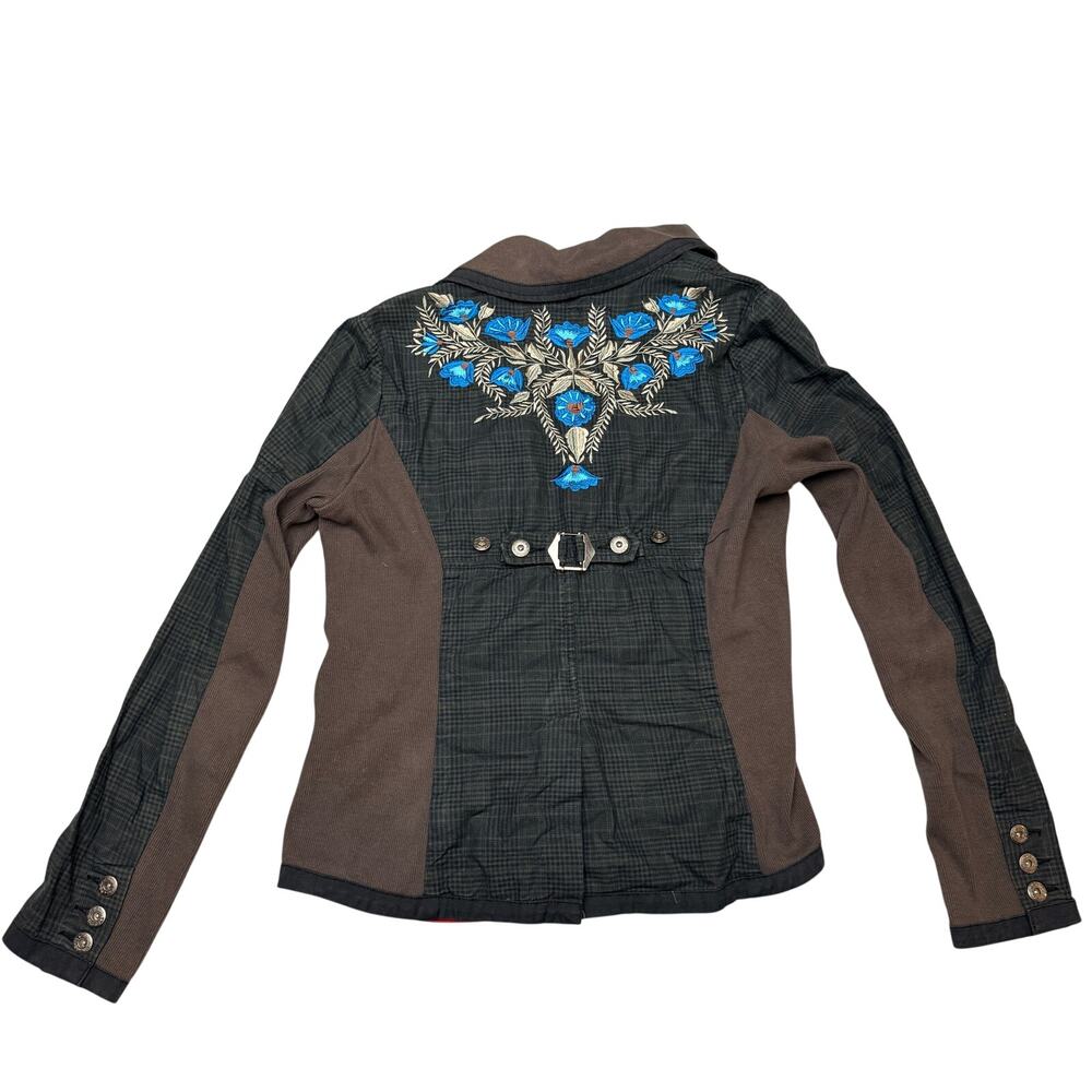 Free People Floral Embroidered Blazer Jacket Women's 12 Boho Indie Academia